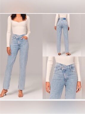 Abercrombie & Fitch 90s straight ultra high rise jeans, crossover style